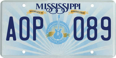 MS license plate AOP089
