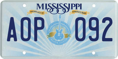 MS license plate AOP092