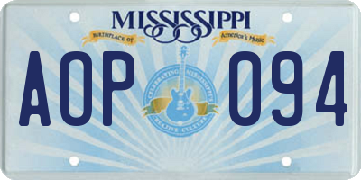 MS license plate AOP094