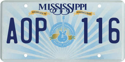 MS license plate AOP116