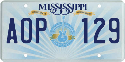 MS license plate AOP129