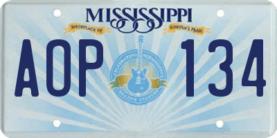 MS license plate AOP134