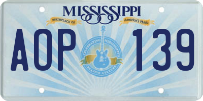 MS license plate AOP139