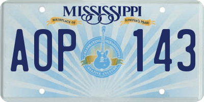 MS license plate AOP143