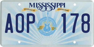 MS license plate AOP178