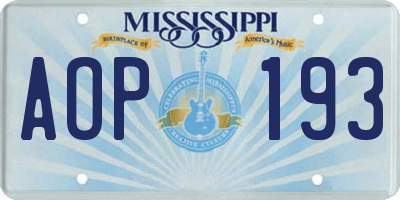 MS license plate AOP193