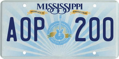 MS license plate AOP200
