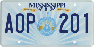 MS license plate AOP201