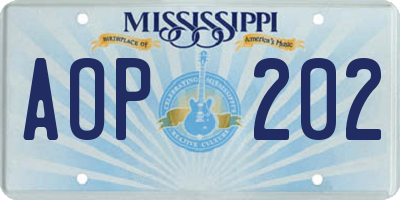 MS license plate AOP202
