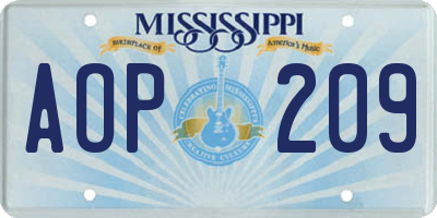 MS license plate AOP209
