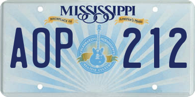 MS license plate AOP212