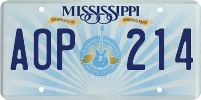 MS license plate AOP214