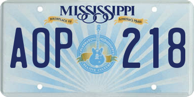MS license plate AOP218