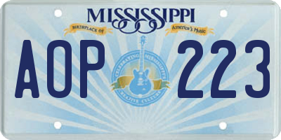 MS license plate AOP223