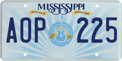 MS license plate AOP225