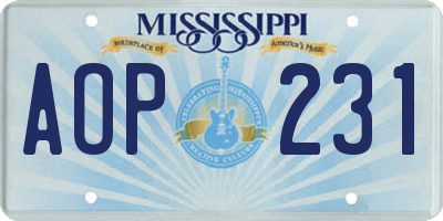 MS license plate AOP231
