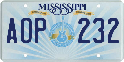 MS license plate AOP232