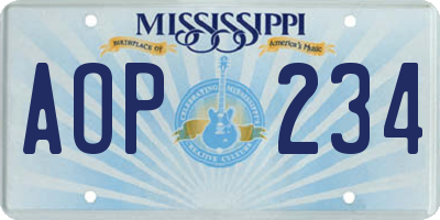 MS license plate AOP234