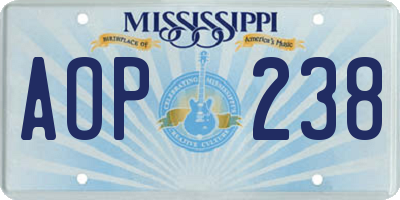 MS license plate AOP238