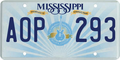MS license plate AOP293