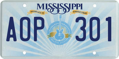 MS license plate AOP301