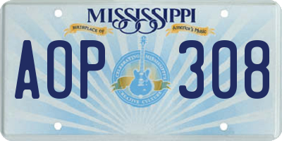 MS license plate AOP308