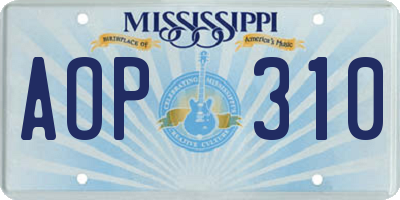 MS license plate AOP310