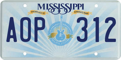 MS license plate AOP312