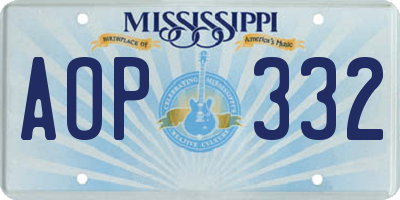 MS license plate AOP332