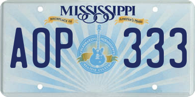 MS license plate AOP333