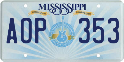 MS license plate AOP353