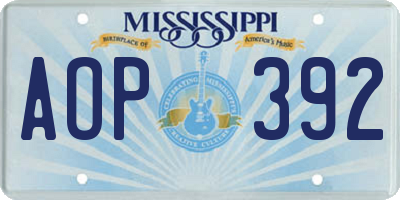 MS license plate AOP392