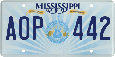 MS license plate AOP442