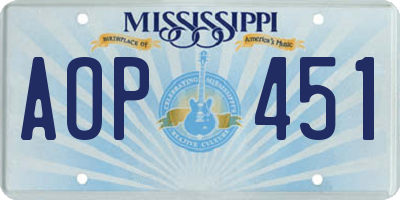 MS license plate AOP451