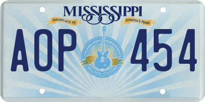 MS license plate AOP454