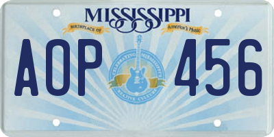 MS license plate AOP456
