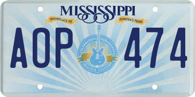 MS license plate AOP474