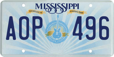 MS license plate AOP496