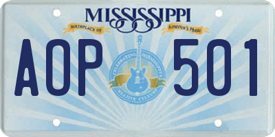 MS license plate AOP501