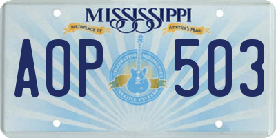 MS license plate AOP503