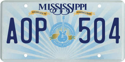 MS license plate AOP504