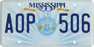 MS license plate AOP506