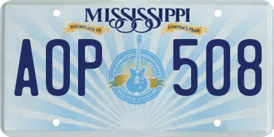 MS license plate AOP508