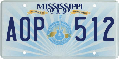 MS license plate AOP512