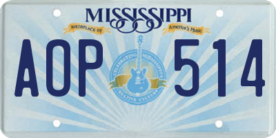 MS license plate AOP514