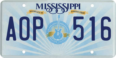 MS license plate AOP516