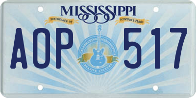 MS license plate AOP517