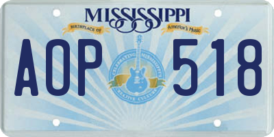 MS license plate AOP518