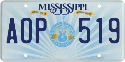 MS license plate AOP519