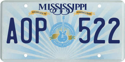 MS license plate AOP522